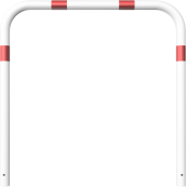 Hoop of steel tube |  60 x 2,5 mm | without cross bar | for casting in concrete | total width: 1200 mm | total height: 1200 mm | hot-dip galvanized and white coatedwith red reflecting stripes